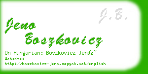 jeno boszkovicz business card